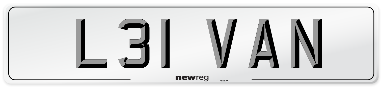 L31 VAN Number Plate from New Reg